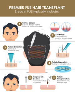 Steps in FUE hair transplant